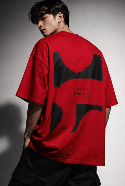Cool Bee Perspective Graphic Tee Red for Men - Red Oversized Graphic Tee Streetwear India - Lifestyle View
