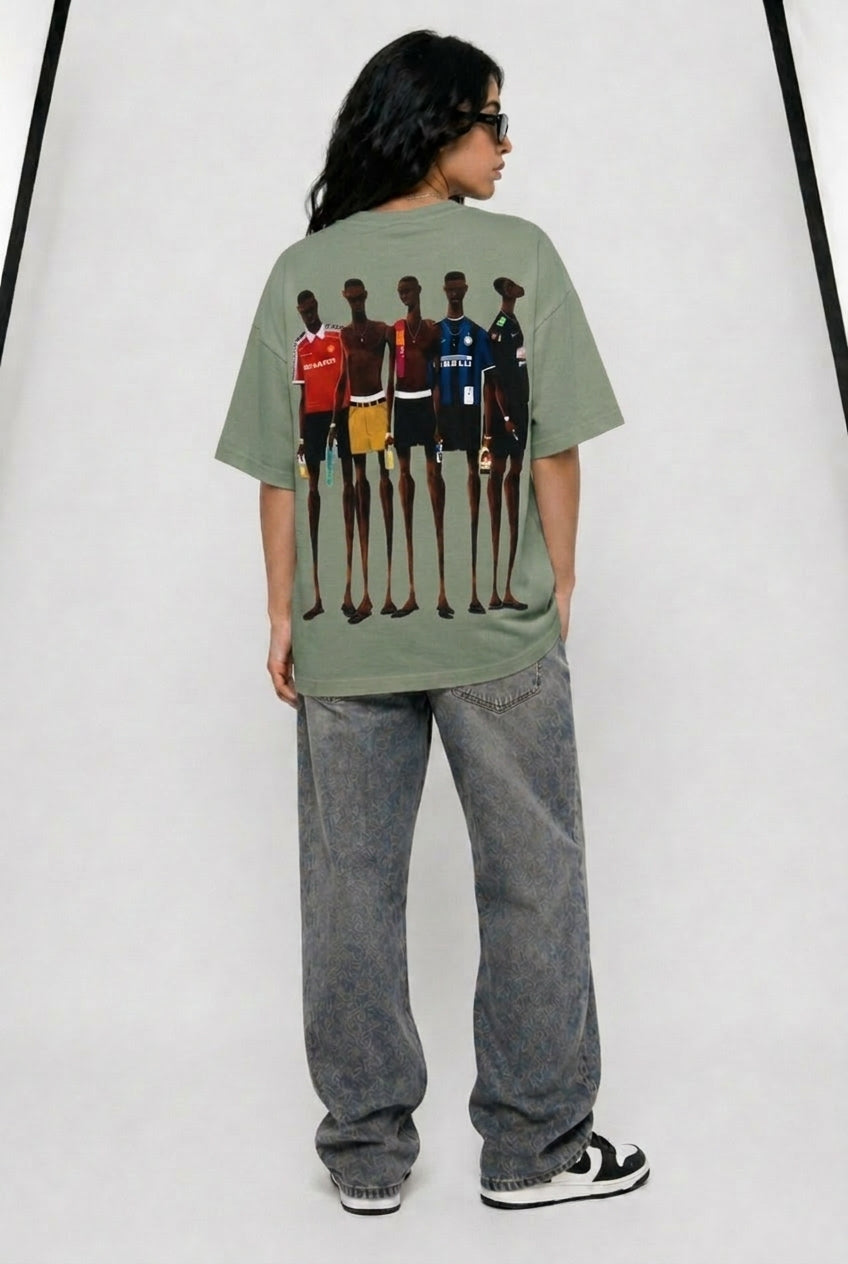Cool Bee Matchday Abstract Tee Green for Women - Oversized Graphic Tee Streetwear India - Lifestyle View