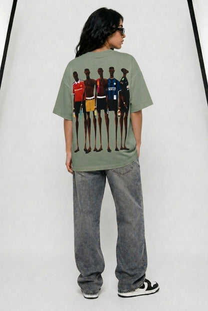 Cool Bee Matchday Abstract Tee Green for Women - Oversized Graphic Tee Streetwear India - Lifestyle View