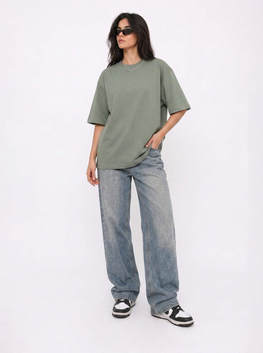 Cool Bee Gossip Drop Tee Green for Women - Green Oversized Graphic Tee Streetwear India - Lifestyle View