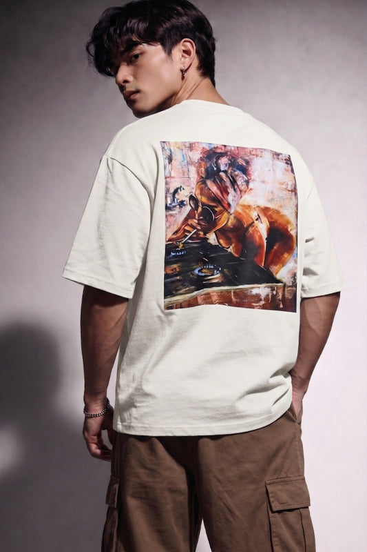 Cool Bee Midnight Muse Tee Off White for Men - Off White Oversized Graphic Tee Streetwear India