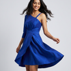 The Azure One-Shoulder Satin Cocktail Dress | Cool Bee