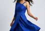 The Azure One-Shoulder Satin Cocktail Dress | Cool Bee