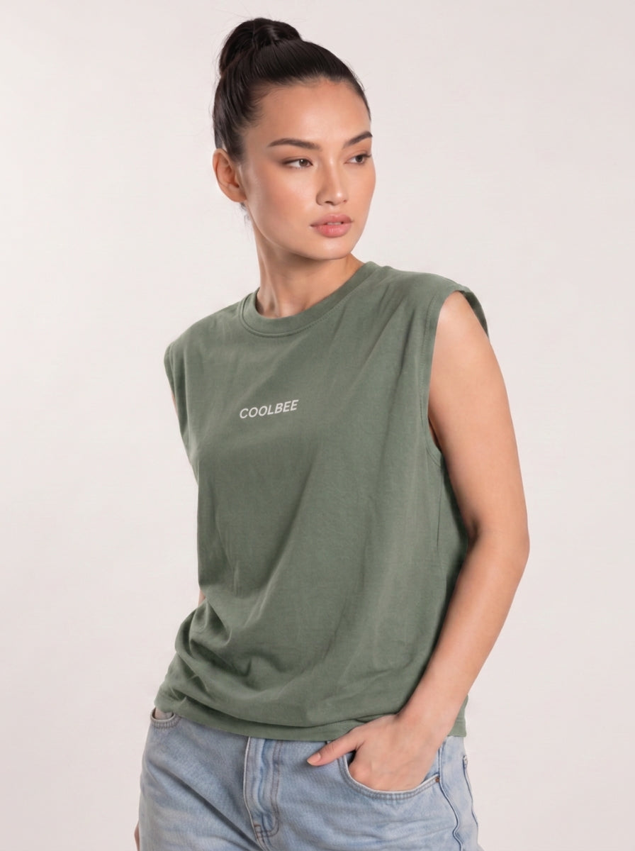Cool Bee Women Tank Tees Green for Women - Tank Top Gym Casual India - Lifestyle View