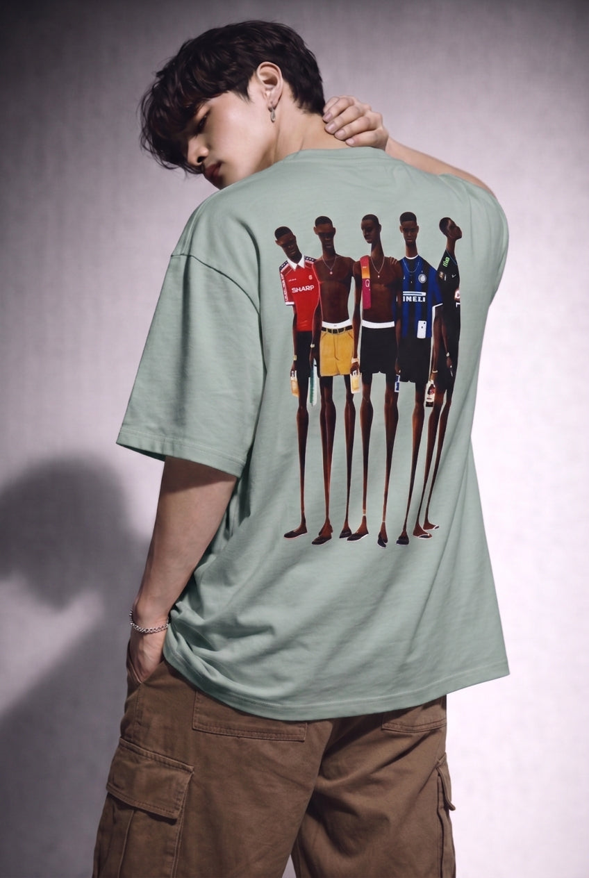 Cool Bee Matchday Abstract Tee Green for Men - Green Oversized Graphic Tee Streetwear India - Detail View