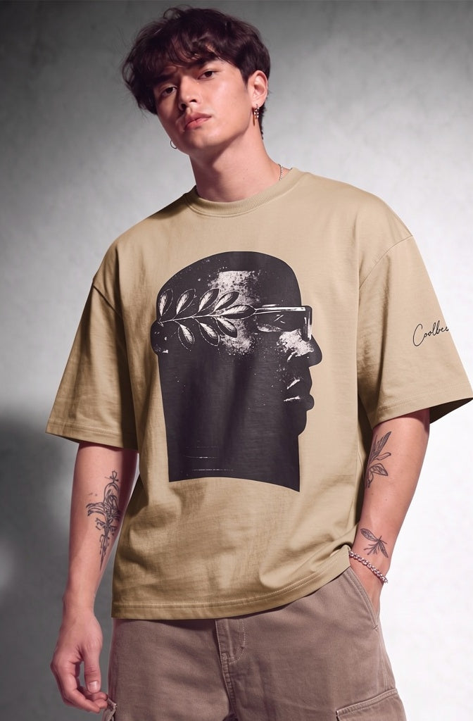 Cool Bee NeoClassic Graphic Tee Beige for Men - Beige Oversized Graphic Tee Streetwear India