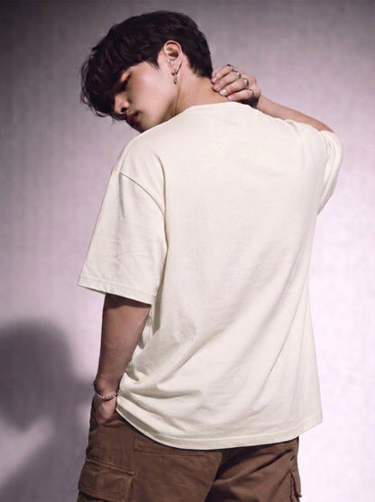 Cool Bee Canvas Chords Tee White for Men - White Oversized Graphic Tee Streetwear India - Lifestyle View