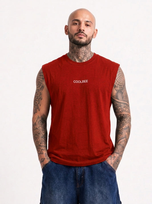 Cool Bee Men Tank Tees Red for Men - Red Tank Top Gym Casual India