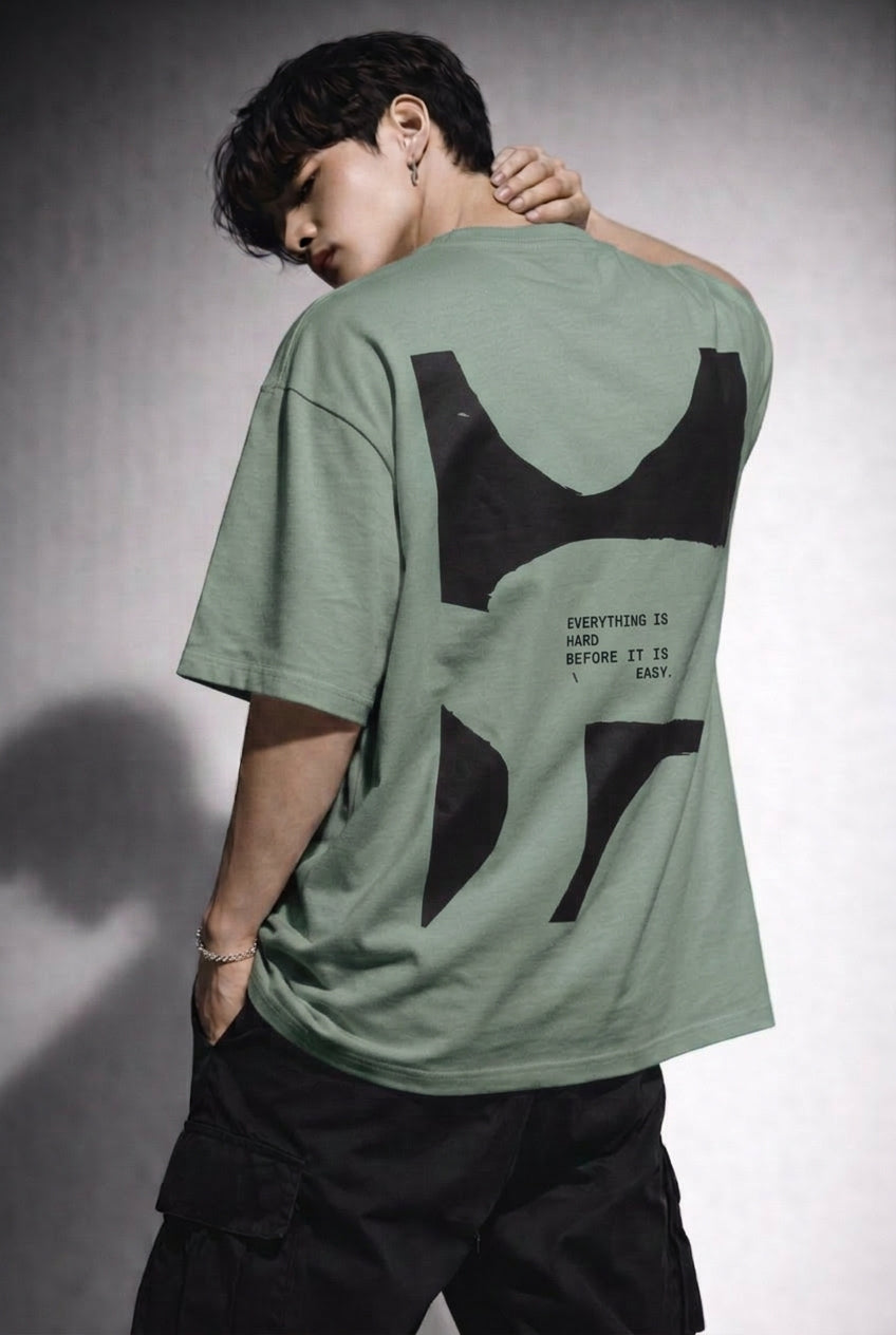 Cool Bee Perspective Graphic Tee Green for Men - Green Oversized Graphic Tee Streetwear India