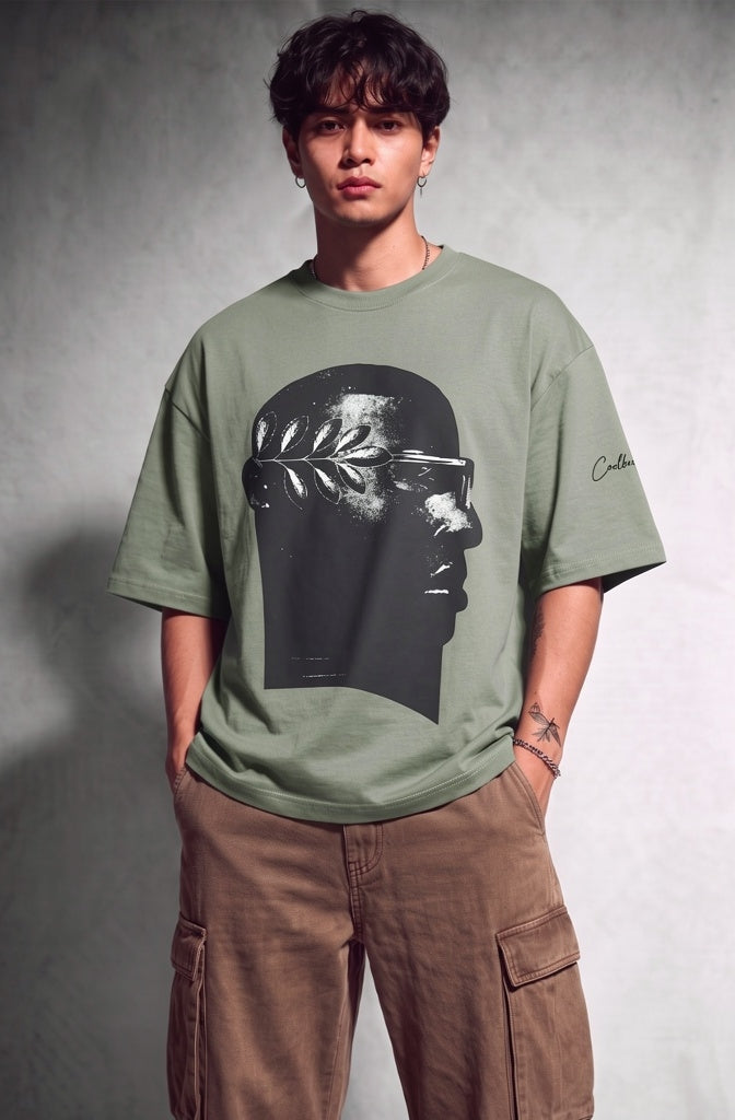 Cool Bee NeoClassic Graphic Tee Green for Men - Green Oversized Graphic Tee Streetwear India - Lifestyle View