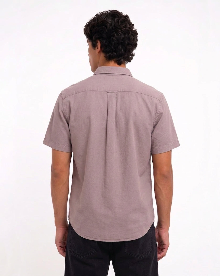 Cool Bee Oxford Casual Half Shirt Maroon for Men - Maroon Premium Half Sleeve Casual Shirt India - Back View