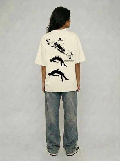 Cool Bee Orbital Drift Tee White for Women - Oversized Graphic Tee Streetwear India - Detail View