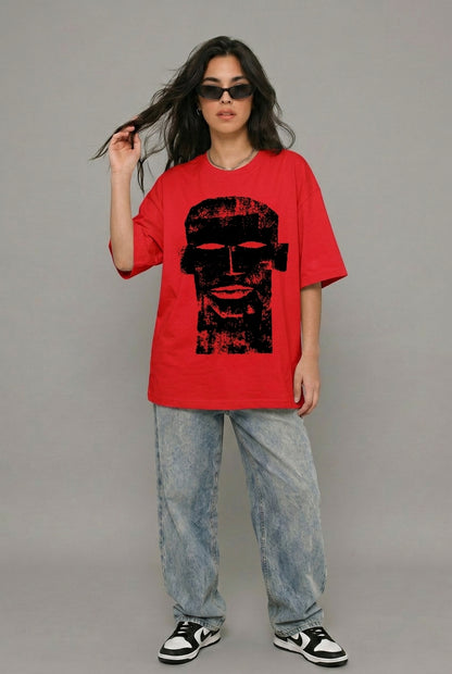 Cool Bee The Totem Tee Red for Women - Oversized Graphic Tee Streetwear India - Lifestyle View