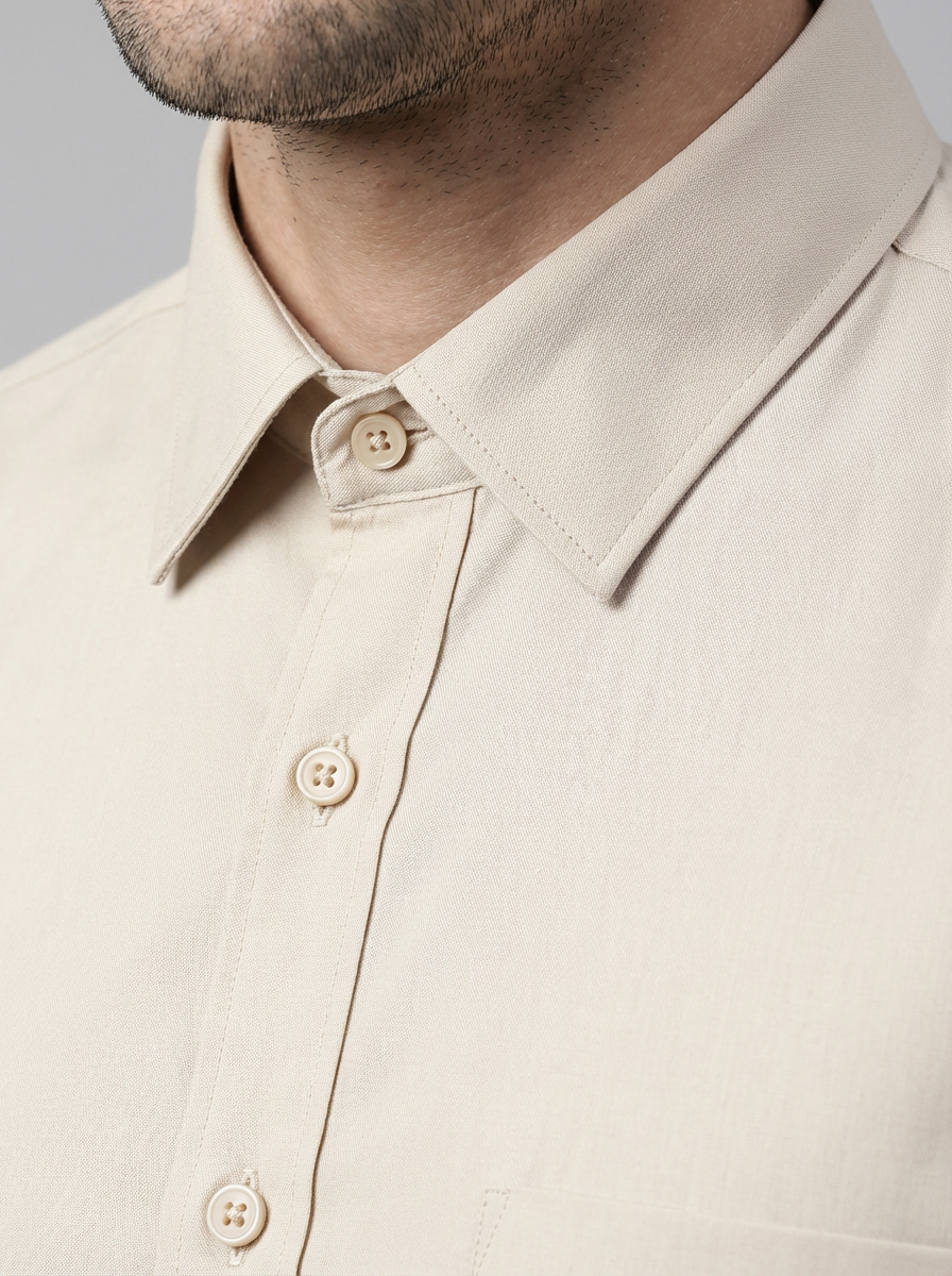 Cool Bee Sandstone Essence Super Luxury Finish Beige Shirt for Men - Beige Premium Cotton Shirt India - Lifestyle View