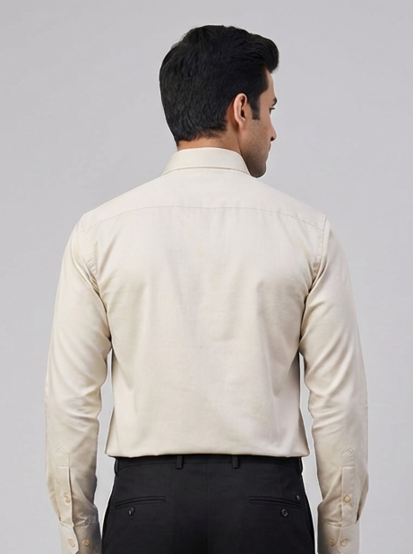 Cool Bee Sandstone Essence Super Luxury Finish Beige Shirt for Men - Beige Premium Cotton Shirt India - Detail View