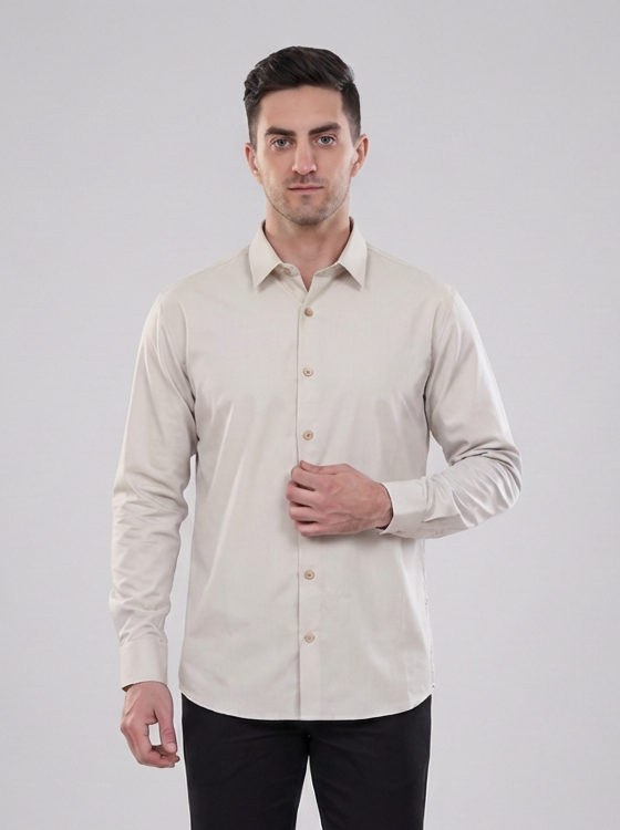 Cool Bee Sandstone Essence Super Luxury Finish Beige Shirt for Men - Beige Premium Cotton Shirt India