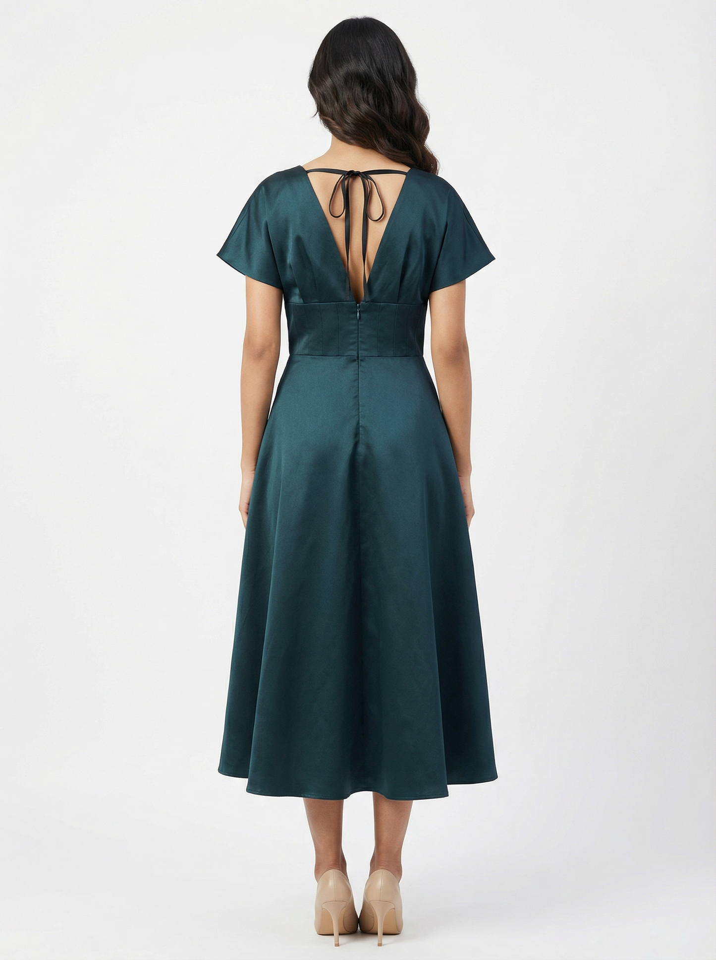 Seraphina Sculpted Midi Dress in Midnight Navy | Cool Bee