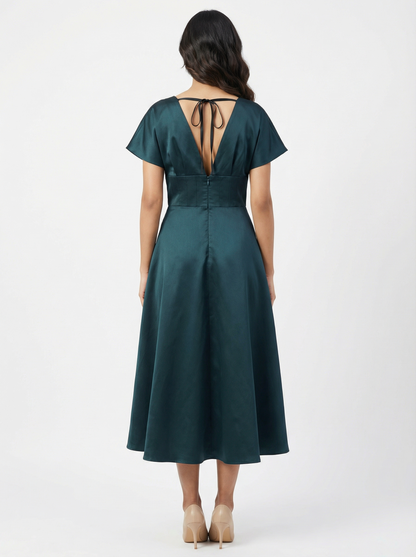 Seraphina Sculpted Midi Dress in Midnight Navy | Cool Bee