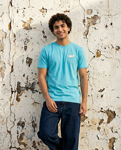 Cool Bee Essential Cotton Crew Neck T-Shirt Sky Blue for Men - Sky Blue Graphic Tee India