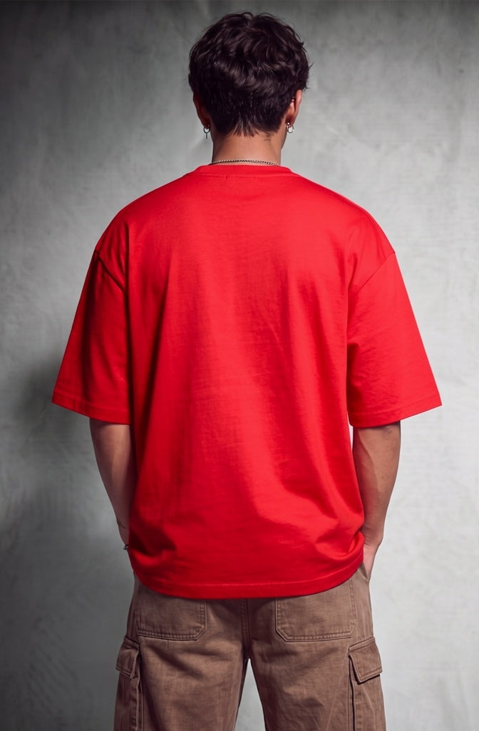 Cool Bee NeoClassic Graphic Tee Red for Men - Red Oversized Graphic Tee Streetwear India - Detail View
