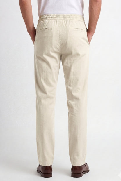 Cool Bee Linen Travel Pants Off White for Men - Off White Linen Travel Pants Lightweight India - Back View