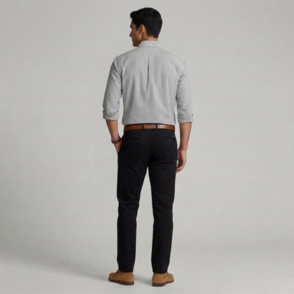 Super Premium Slim Fit Grey Striped Oxford Shirt