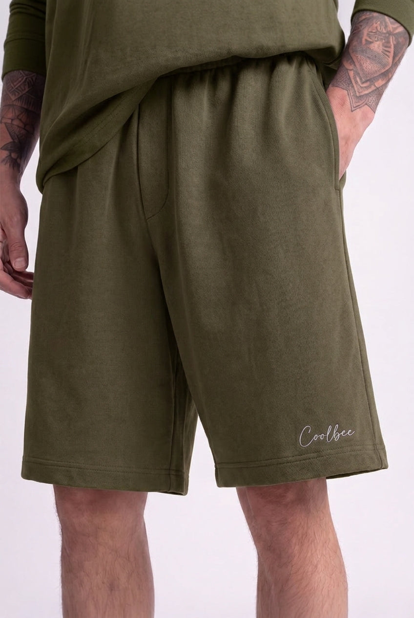 Cool Bee Regular Fit Shorts Olive Green for Men - Olive Green Shorts Summer Casual India