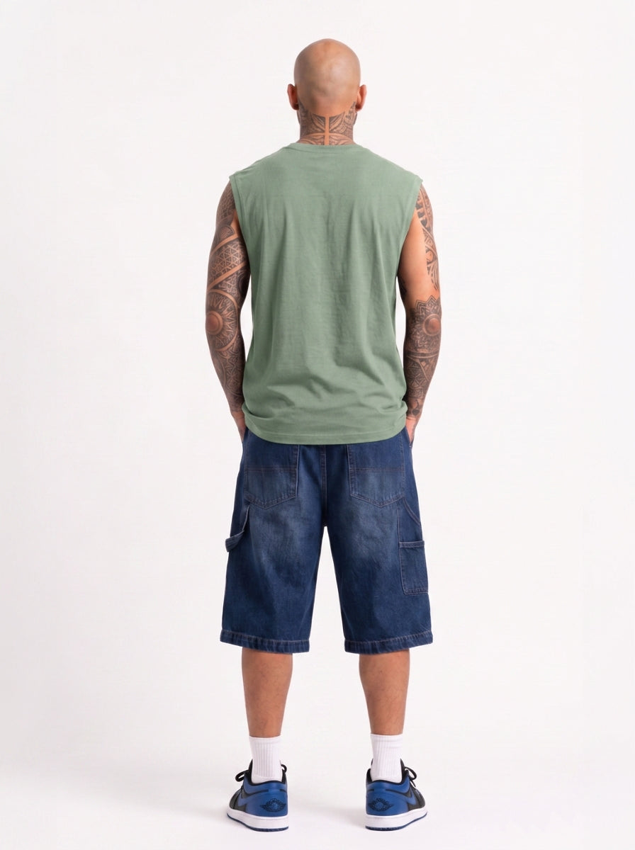 Cool Bee Men Tank Tees Green for Men - Green Tank Top Gym Casual India - Lifestyle View