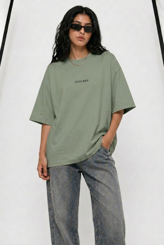 Cool Bee Matchday Abstract Tee Green for Women - Oversized Graphic Tee Streetwear India - Back View