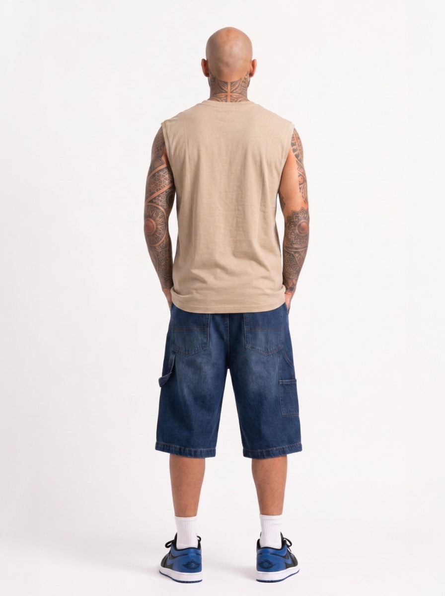 Cool Bee Men Tank Tees Beige for Men - Beige Tank Top Gym Casual India - Lifestyle View