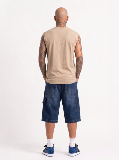 Cool Bee Men Tank Tees Beige for Men - Beige Tank Top Gym Casual India - Lifestyle View