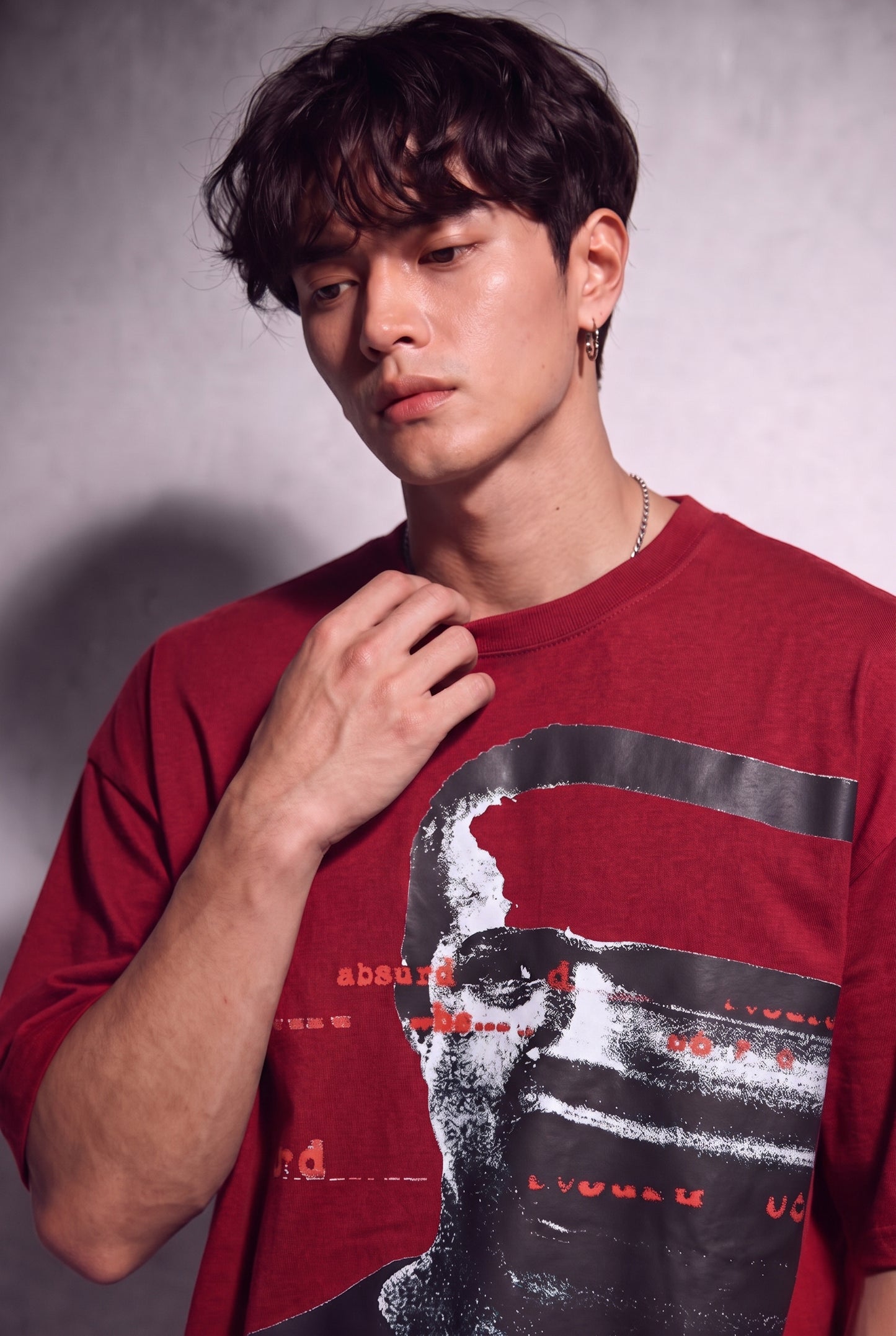 Cool Bee Glitch Portrait Tee Red for Men - Red Oversized Graphic Tee Streetwear India - Back View