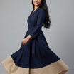 Midnight Elegance Two-Tone Flare Wrap Dress | Cool Bee