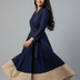 Midnight Elegance Two-Tone Flare Wrap Dress | Cool Bee