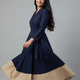 Midnight Elegance Two-Tone Flare Wrap Dress | Cool Bee
