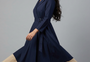 Midnight Elegance Two-Tone Flare Wrap Dress | Cool Bee
