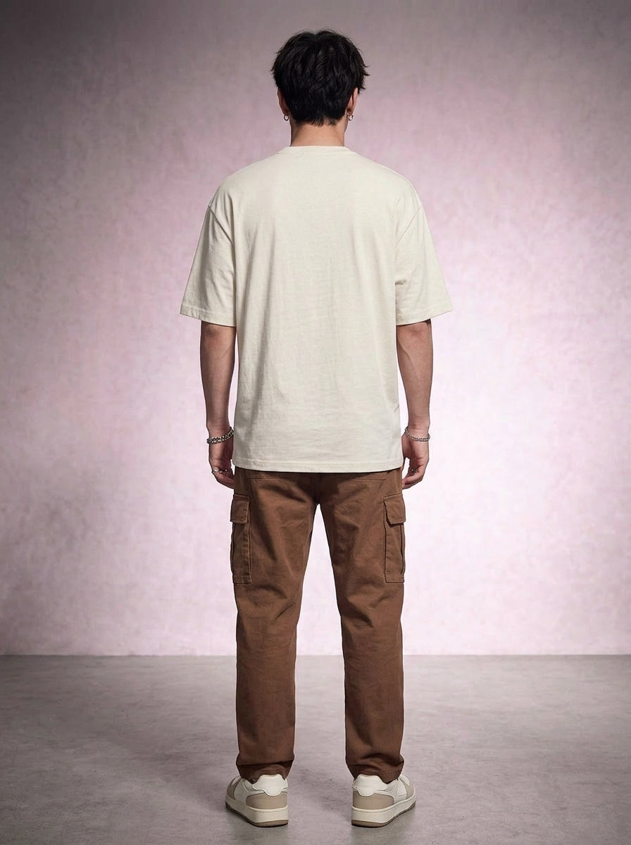 Cool Bee Canvas Chords Tee White for Men - White Oversized Graphic Tee Streetwear India - Lifestyle View