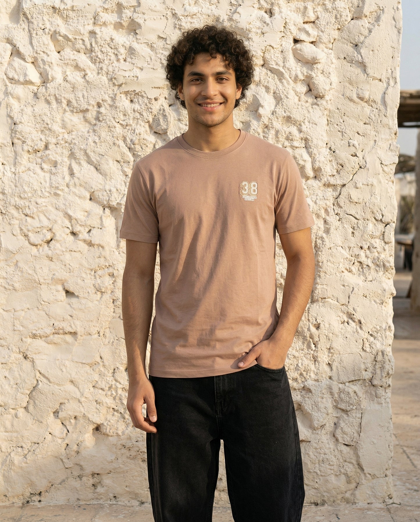 Cool Bee Essential Cotton Crew Neck T-Shirt Beige for Men - Beige Regular Fit Tee India