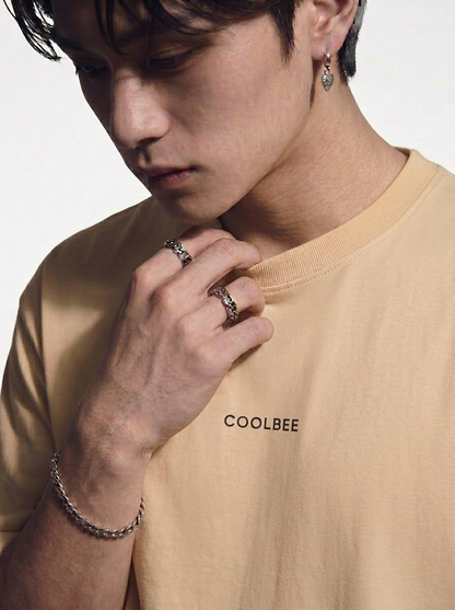 Cool Bee Orbital Drift Tee Beige for Men - Beige Oversized Graphic Tee Streetwear India - Lifestyle View