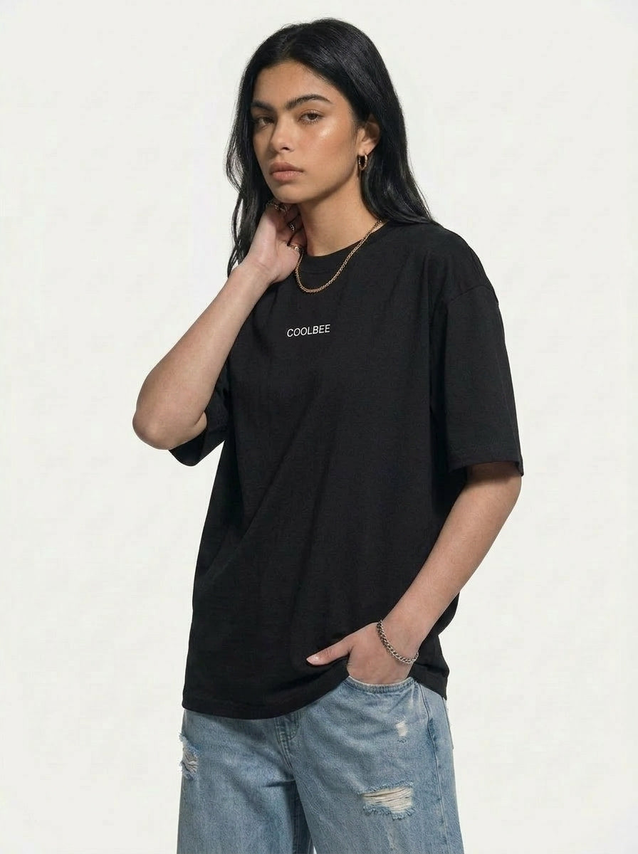 Cool Bee Midnight Muse Tee Black for Women - Oversized Graphic Tee Streetwear India - Back View