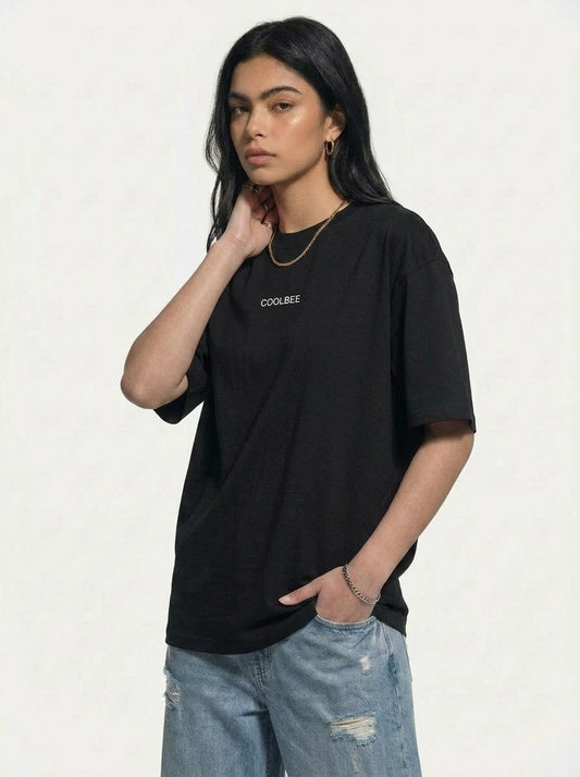 Cool Bee Midnight Muse Tee Black for Women - Oversized Graphic Tee Streetwear India - Back View
