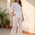 Linen Blend Trouser - White