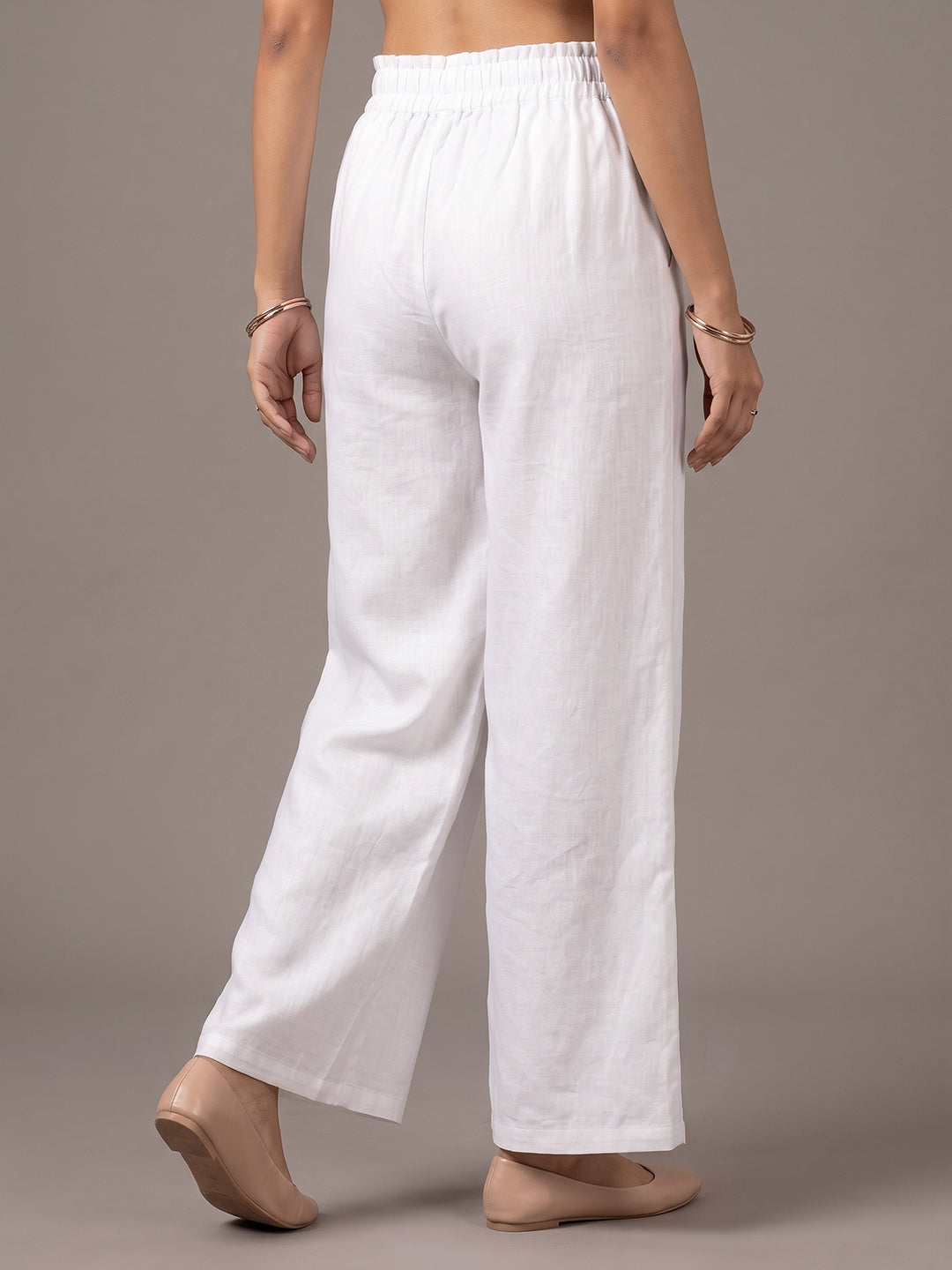 Linen Blend Trouser - White