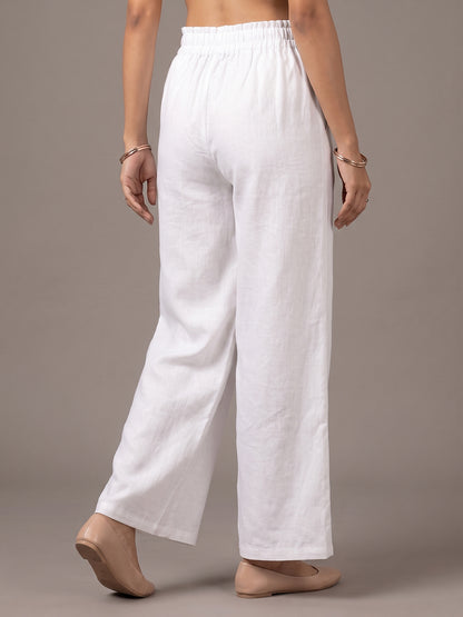 Linen Blend Trouser - White