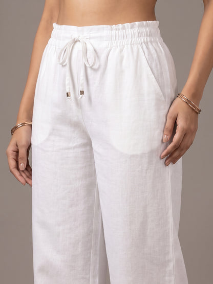 Linen Blend Trouser - White