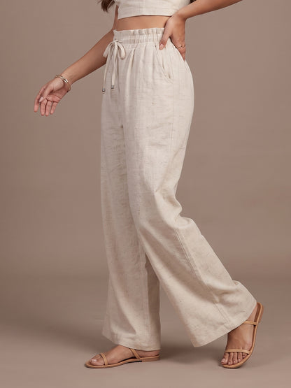 Linen Blend Trouser - Beige