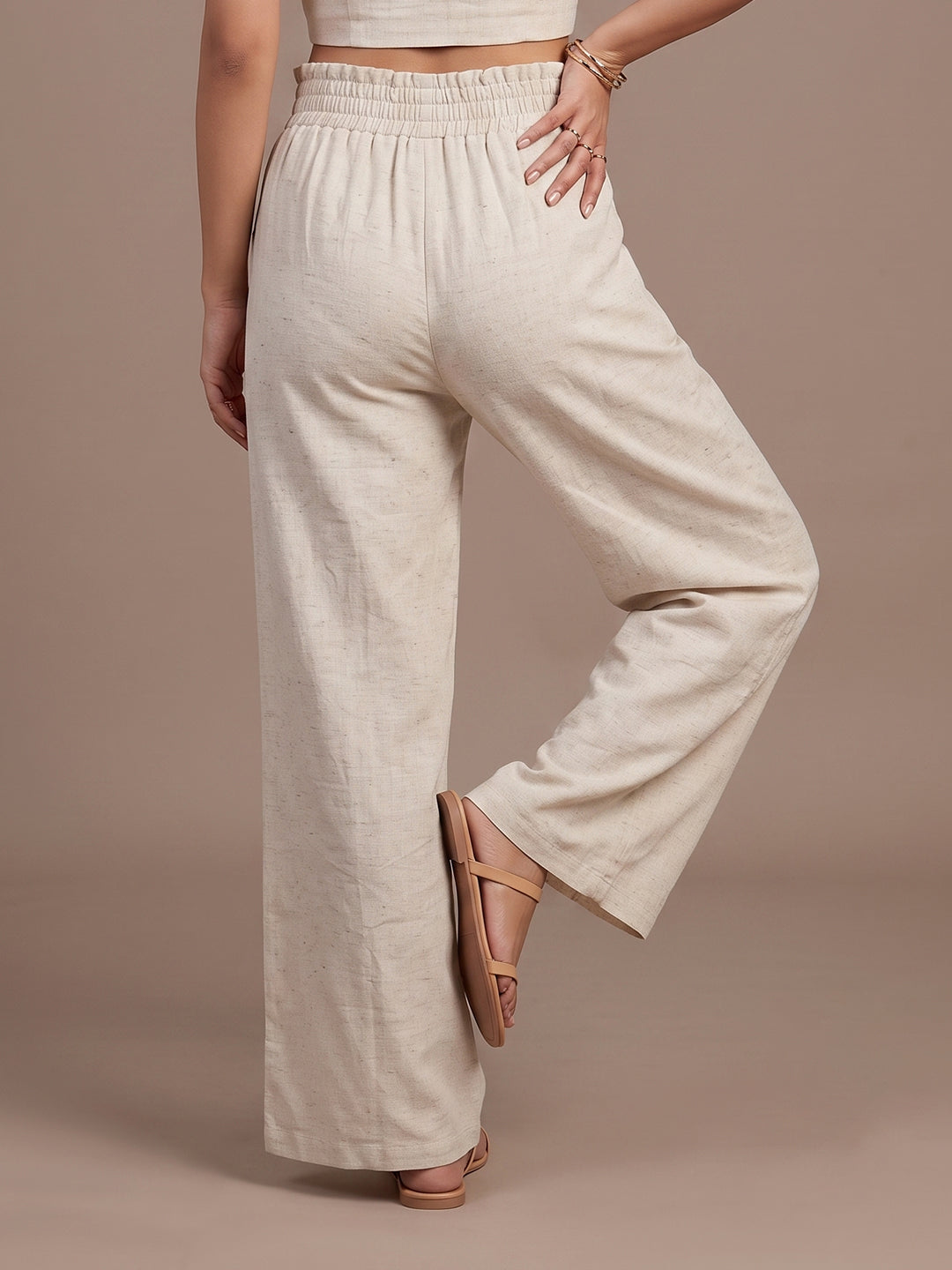 Linen Blend Trouser - Beige