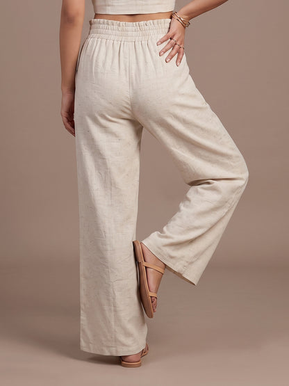 Linen Blend Trouser - Beige