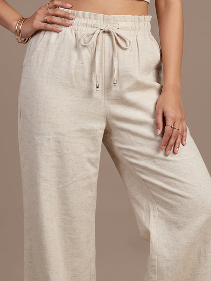 Linen Blend Trouser - Beige