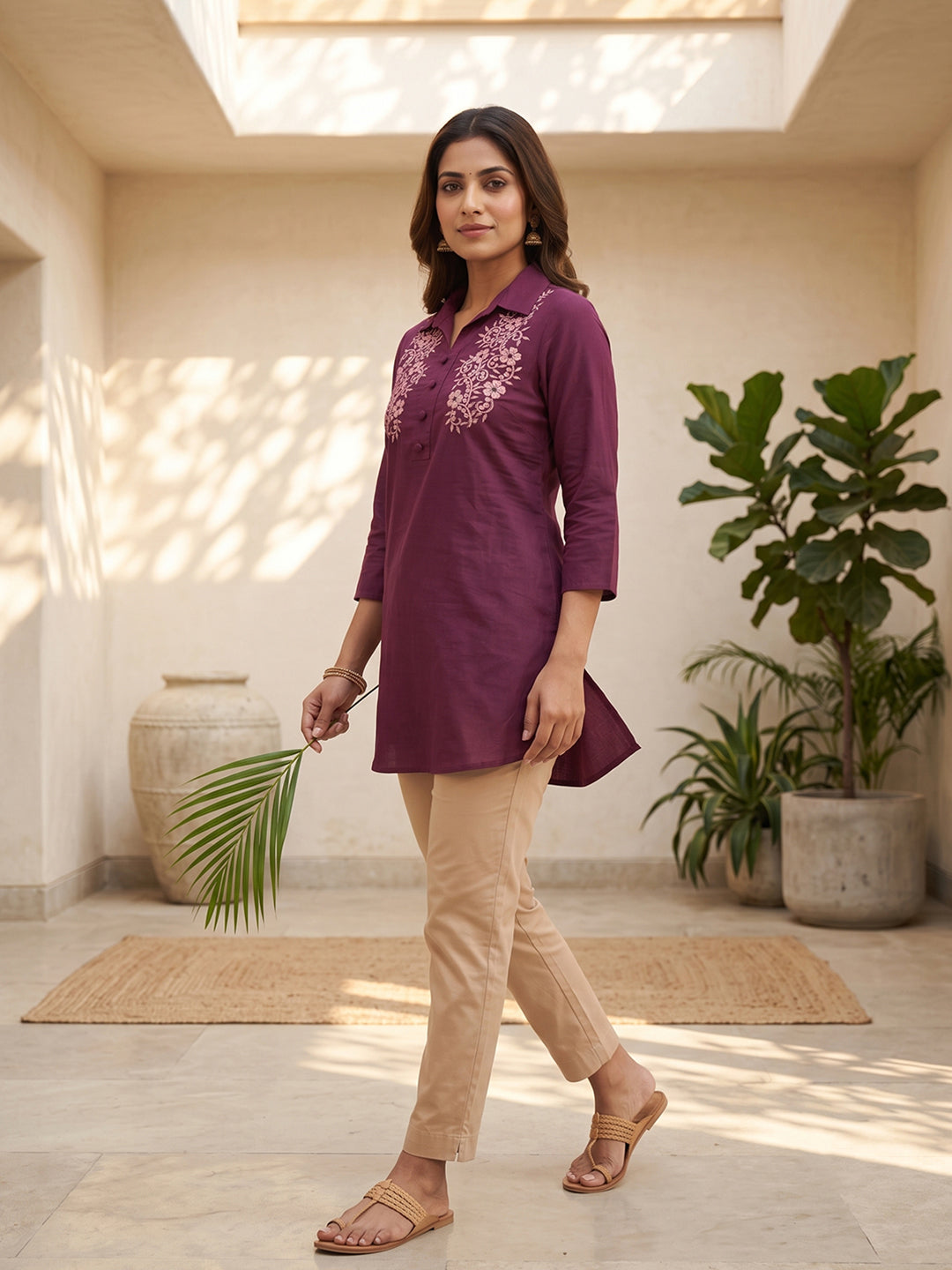 Cotton Kurti - Wine